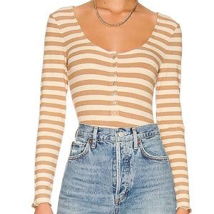 Revolve Tan and Cream Henley Shirt